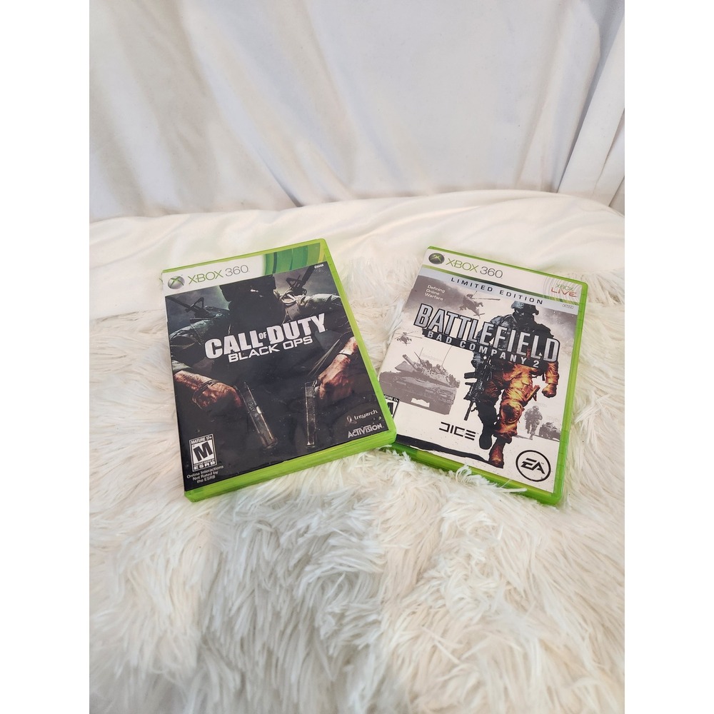 Xbox 360 Game Bundle Call of Duty Black Ops & Battlefield Bad Company 2 LE